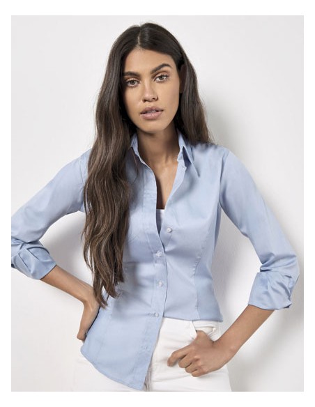 KUS-KK702-Womens Tailored Fit Corporate Oxford Shirt Long Sleeve 2